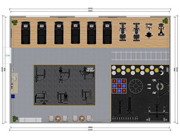 120平方健身房配置方案-广西huatihui体育健身器材有限公司